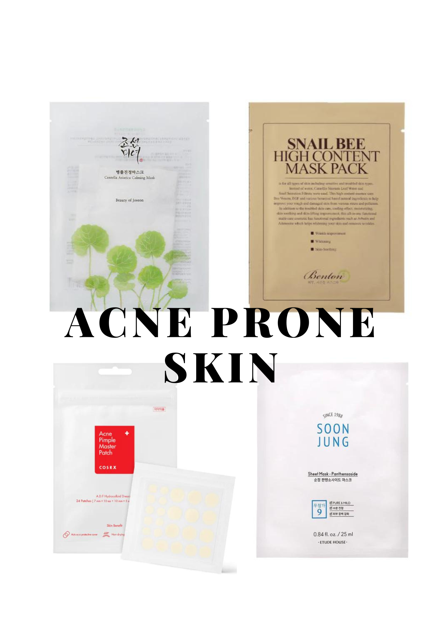 Acne prone skin sheet mask set